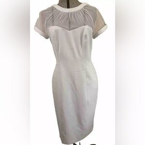 Maggy London Illusion Yoke Crepe Dress Gray Ss 12 Wedding Party Cocktail NWOT